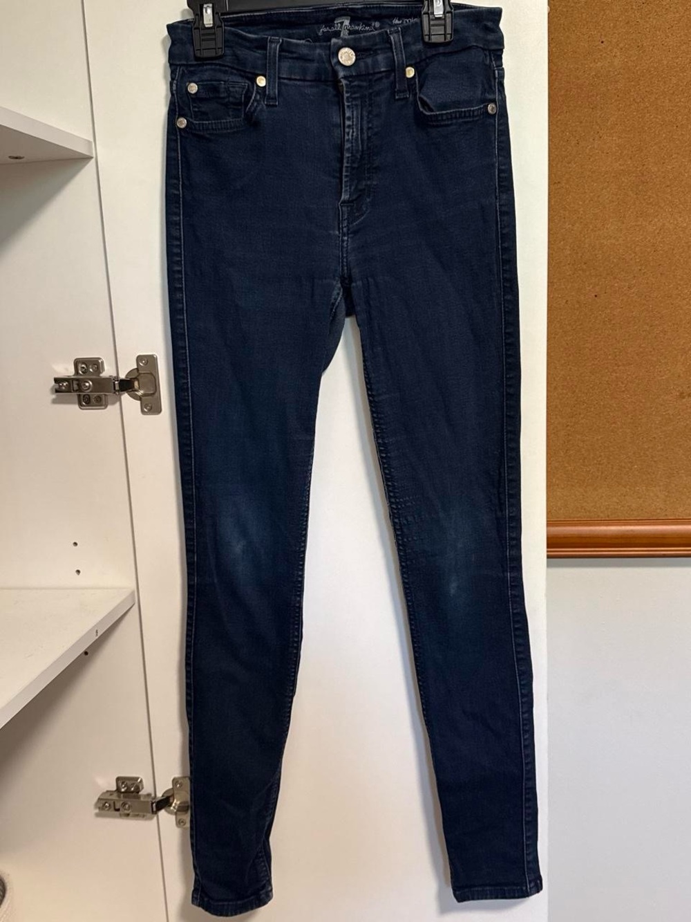 7 For All Mankind Dark Indigo Mid-Rise Skinny Jeans